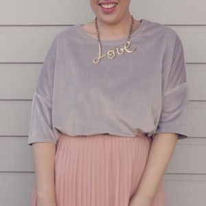 Velvet boxy purple top